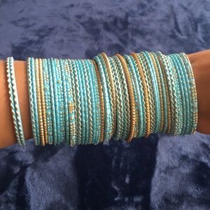 Indian Gold & Teal Bracelet set